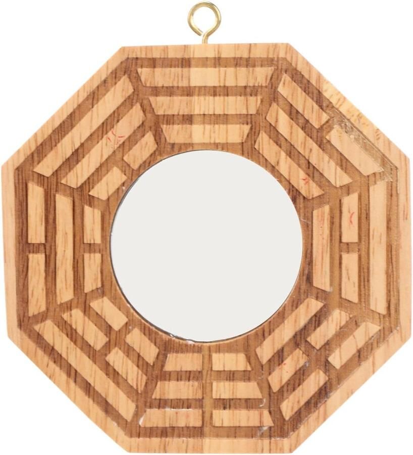 Allecto Plus Hanglamp van traditioneel Chinees hout voor Feng Shui met Ba Gua spiegel 10 cm Breng geluk en bescherming naar jouw bedrijf