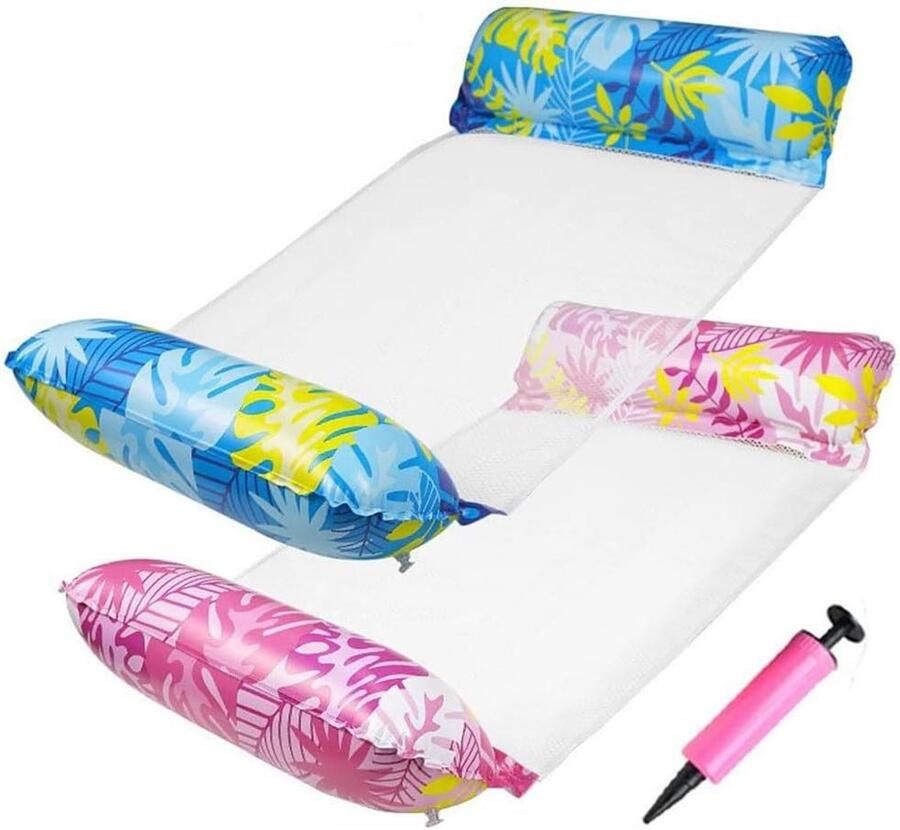 Allecto plus Hangmat Drijvers voor Zwembad Set van 2 stuks Multifunctionele PVC Waterhangmat met Lounge Functie