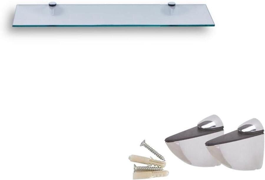 Allecto plus Helder glazen wandplank voor badkamer 40cm 6mm ESG-veiligheidsglas