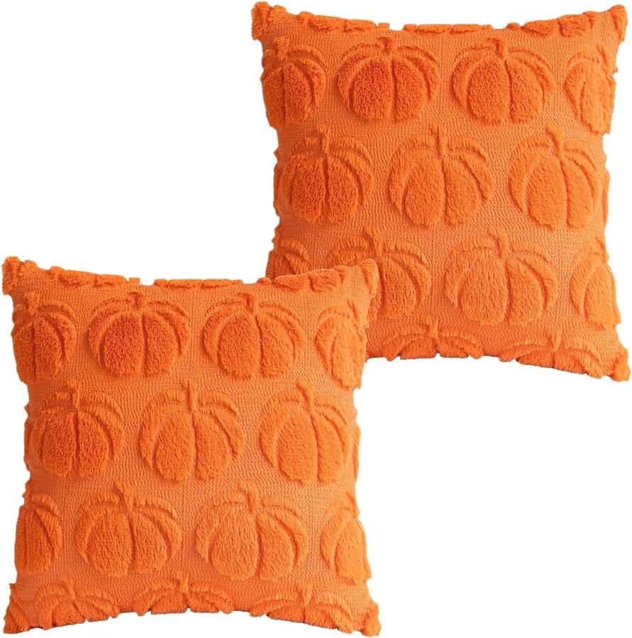 Allecto Plus Herfst Decoratie Kussensloop Halloween Pompoen 45 x 45 cm 2 stuks Voor Bank en Slaapkamer Halloween Thanksgiving