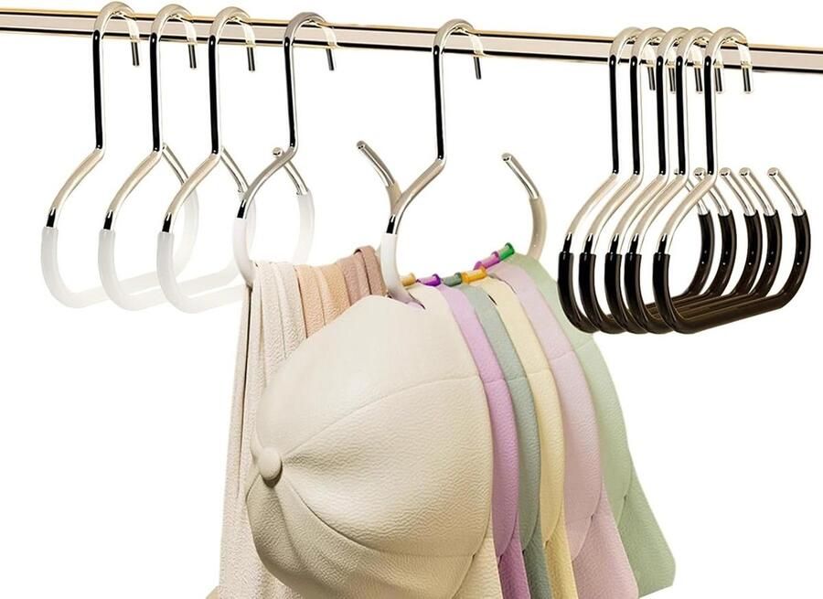 Allecto Plus Hoedenrek voor honkbalpetten metalen hoedorganisator 10 stuks hoedenhouder voor kast hoedenhangers honkbalpet houder slipbestendige hoedhangers kastopslag hoedenopslag georganiseerd je hoeden opbergen