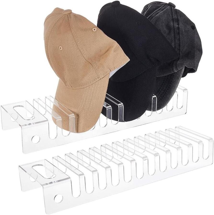 Allecto plus PH-hoedhouder voor honkbalpetten set van 2 acryl hoedenstandaard hoed-organizer met ruimte voor 24 petten