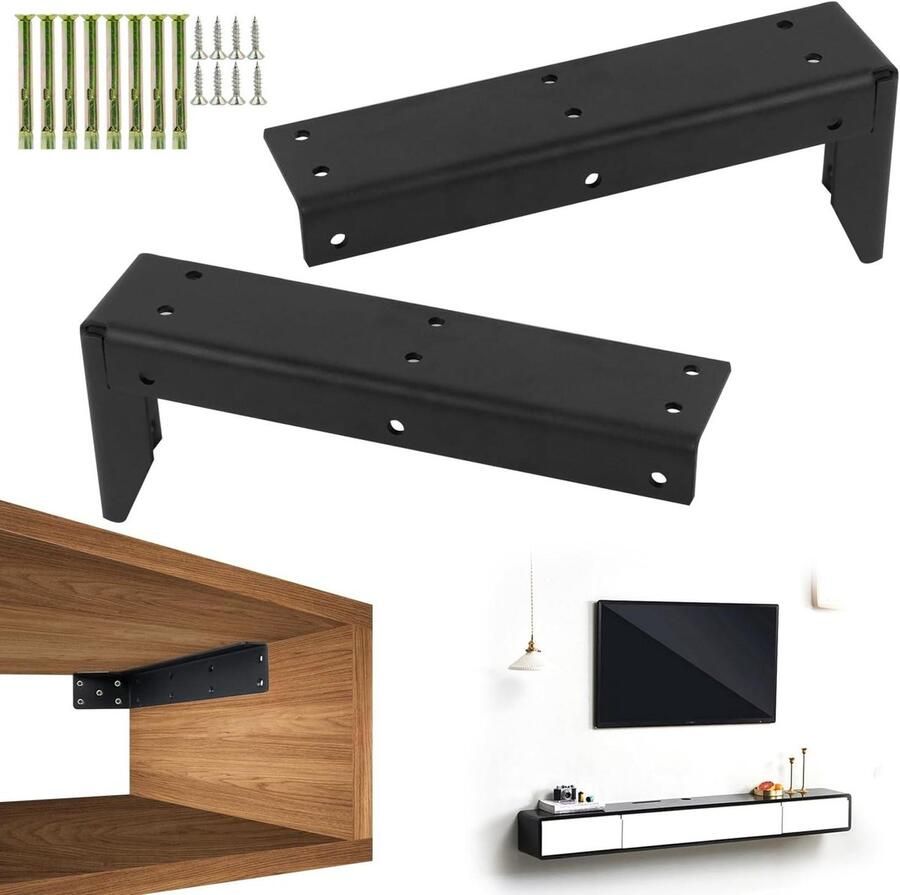 Allecto Plus Hoek Plankhouder voor Zware Belasting Wandconsole voor Wastafel Stabiele Wastafelhouder TV-standaard Design 22 x 8 cm