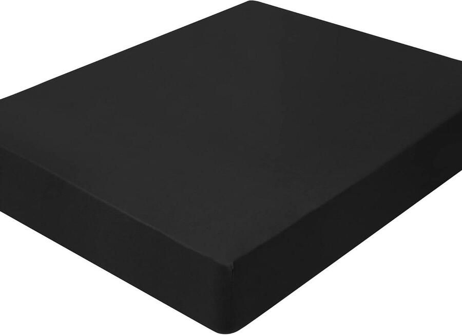 Allecto plus Hoeslaken van geborsteld microvezel voor boxspringbed Zwart Geschikt voor matrassen van 35 cm hoog Afmetingen 160 x 200 cm