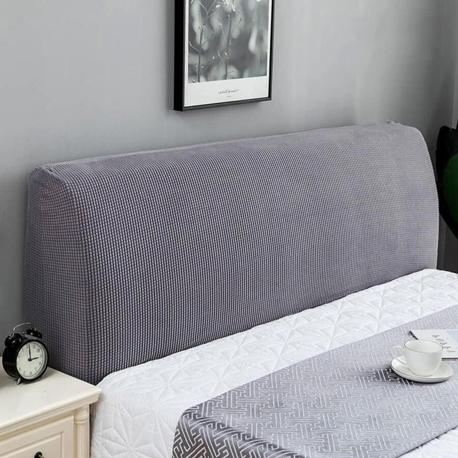 Allecto Plus Hoofdbord Hoes Bed Elastische Hoofdbord Hoes Gewatteerde Hoofdbord Hoes Donkergrijs 200-220cm