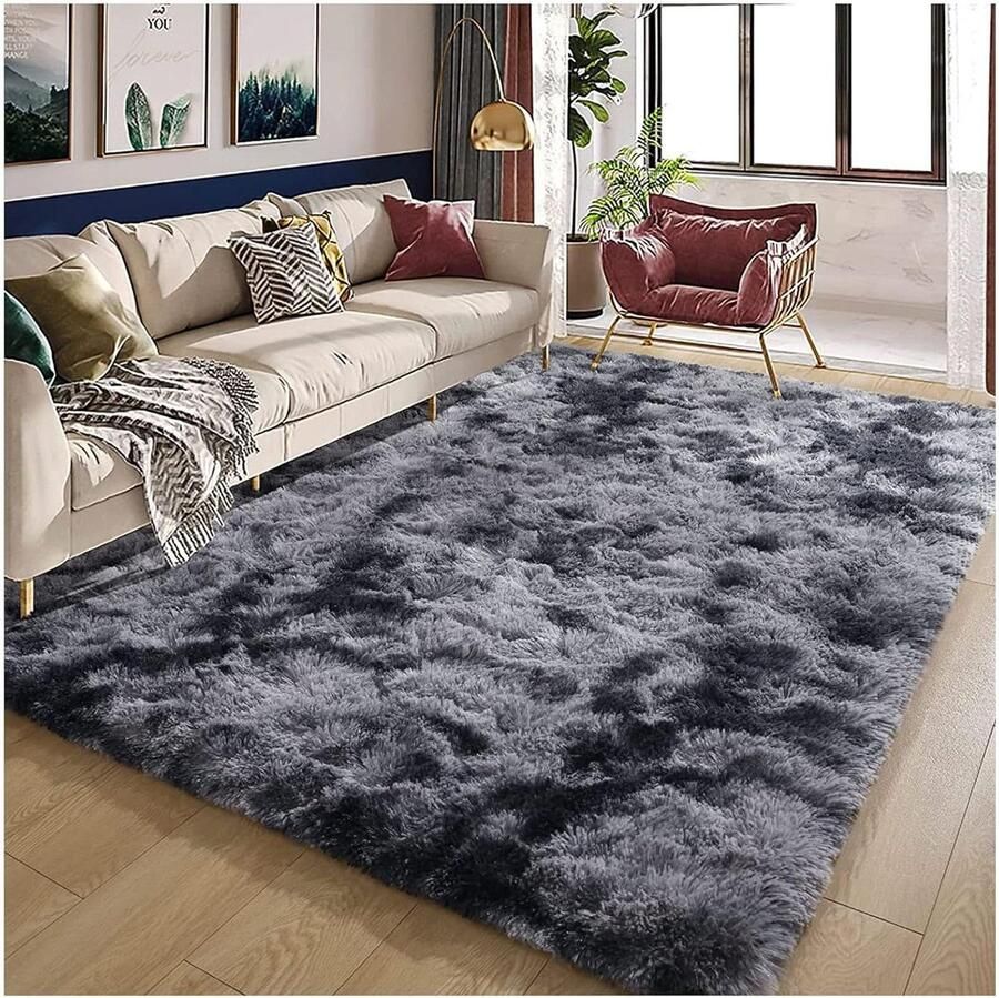 Allecto Plus Hoogpolig Vloerkleed Wasbaar 80x160 cm Modern Donkergrijs voor Woonkamer Slaapkamer Antislip Onderkant & Groot Comfort Tapijt Zachte Sfeermaker met Stijlvol Design