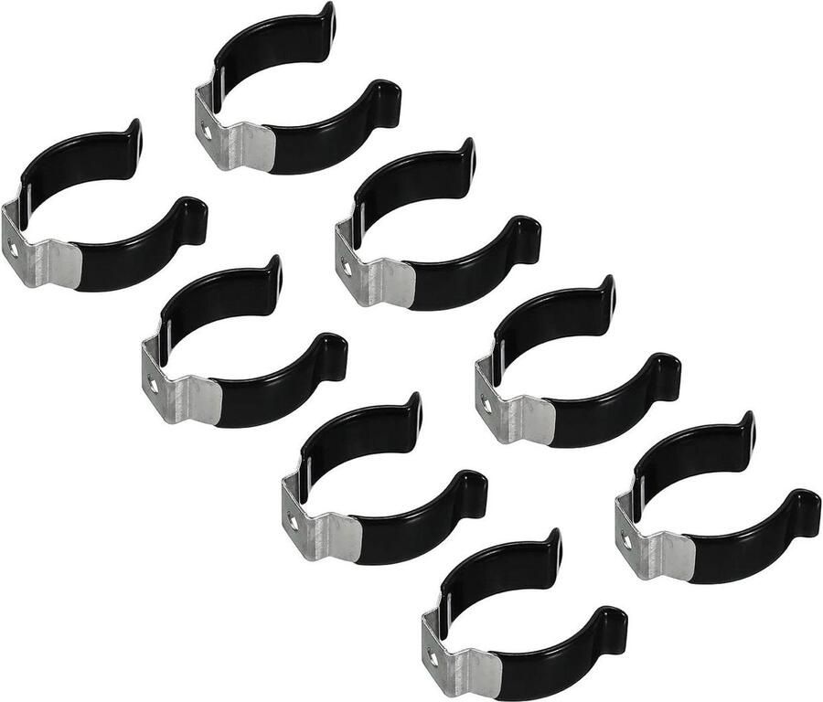 Allecto plus Houder Beugels voor LED Lampen Montage Set van 8 Roestvrij Staal TL Buis Ondersteuning Zwarte Pijpklemmen Lente Houder Voorkomt doorzakken