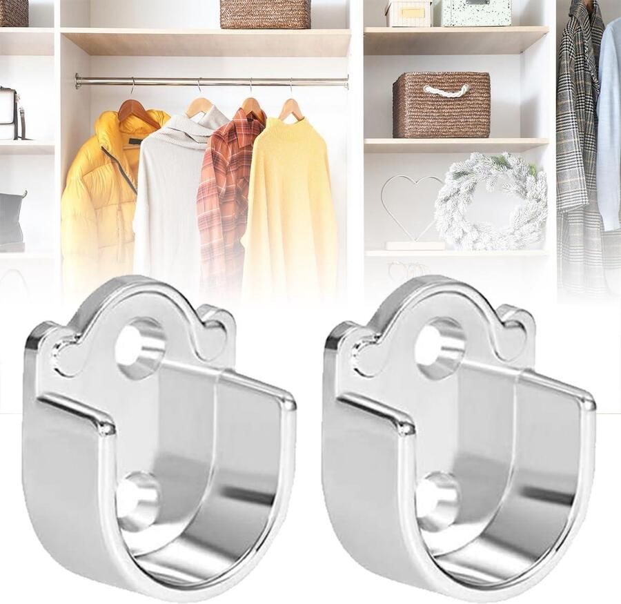 Allecto Plus Ronde buishouder voor kledingkast stang 22 mm 2 stuks Flenset en U-vormige stangen