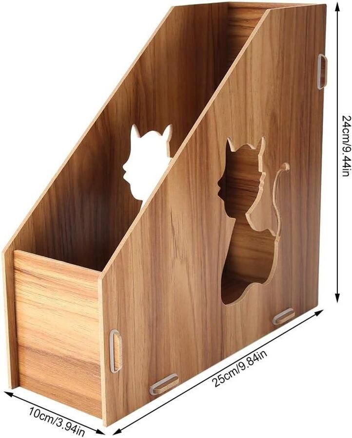 Allecto plus Houten Desktop Magazine Organiser Houten Bureauopberger voor Tijdschriften Kantoor Displayrek Bureau Document Sorteerder