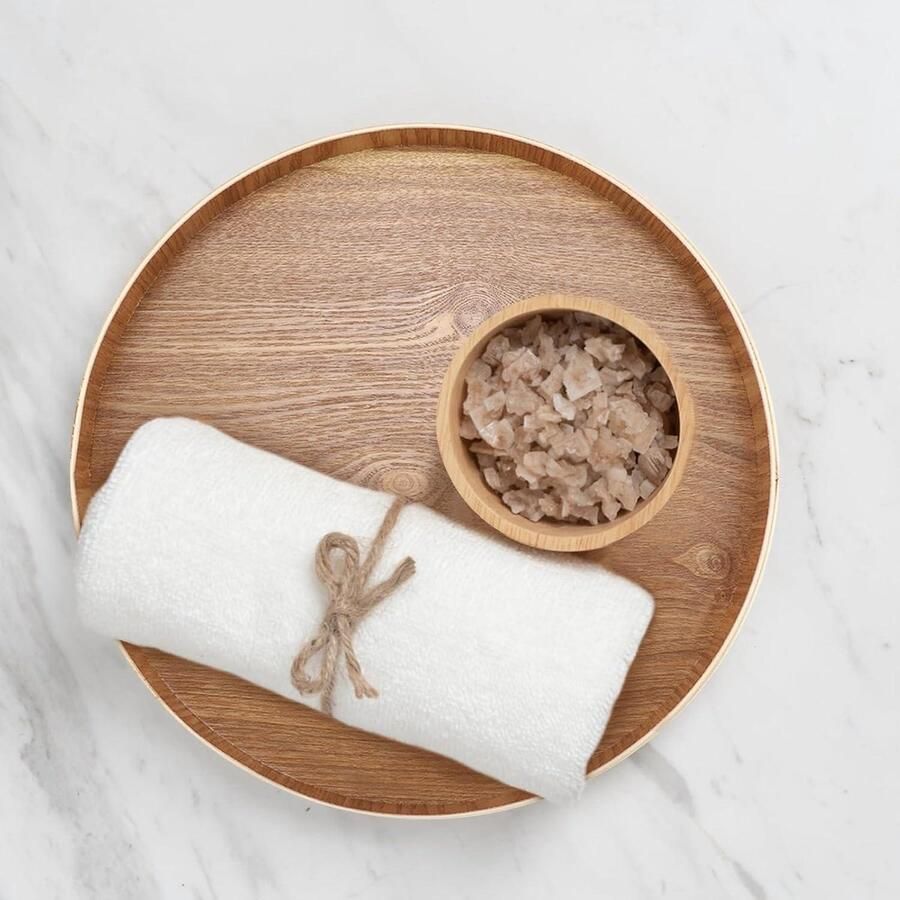 Allecto Plus Houten Dienblad 24cm Salontafel Decoratie Ronde Schotel voor Thee en Snacks