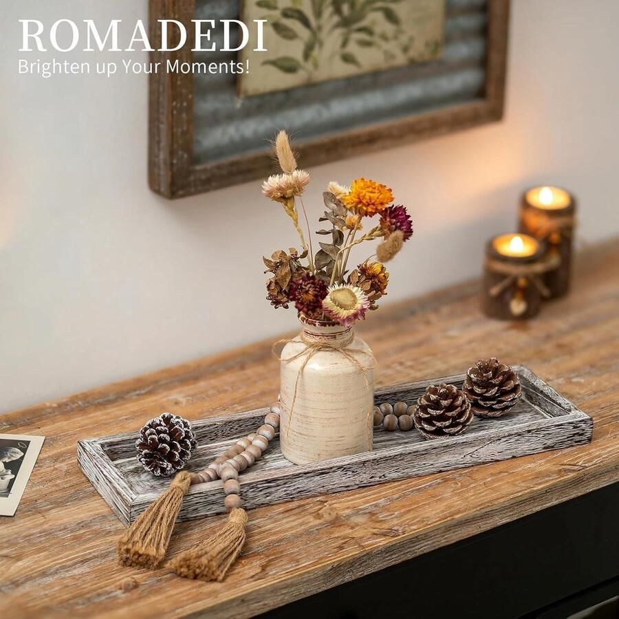 Allecto Plus Houten dienblad voor kaarsendisplay Decoratieve lade voor woondecoratie Rechthoekig design Geschikt voor tafel middenstuk Ideaal voor eetkamer woonkamer en slaapkamer Perfect voor koffiebar decoratie