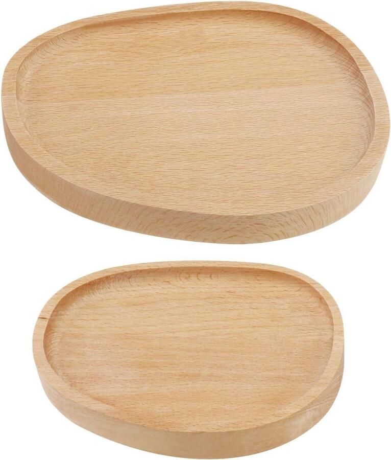 Allecto Plus Houten Handgemaakte Serveerplaten voor Feest 2 Stuks Houten Tray Set Snacktrays voor Tafel Opslag Ovale Schotel voor Voedsel Presentatie Party Serviesgerei