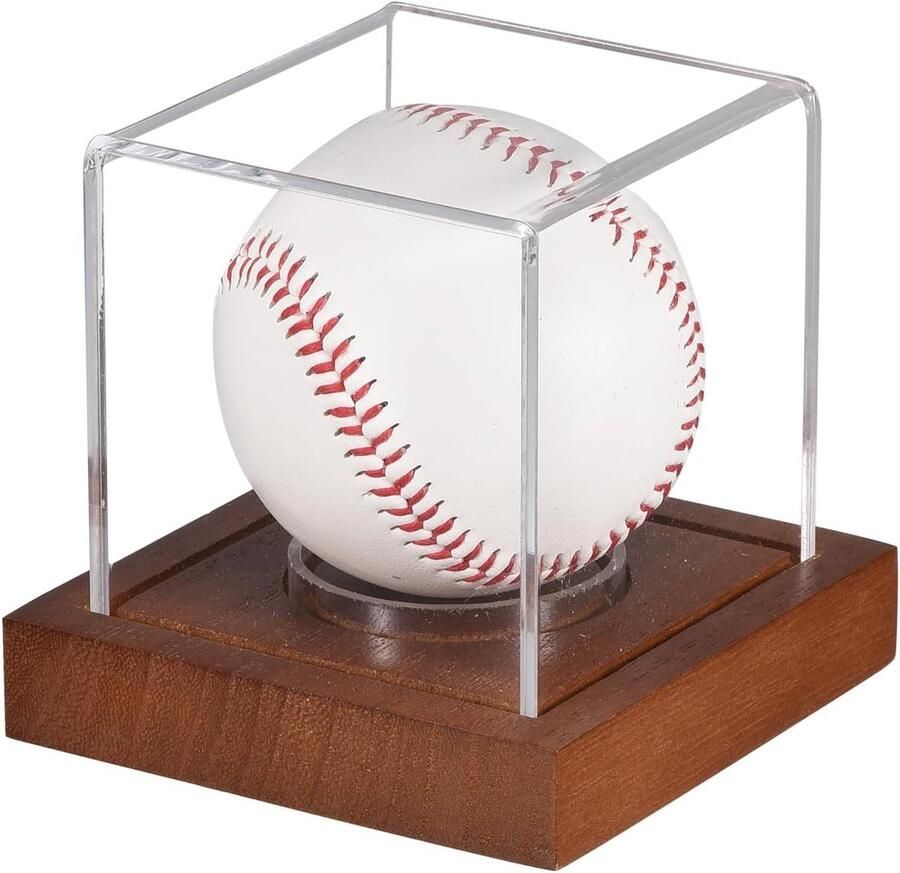 Allecto plus Houten honkbalkast met acryl houder voor herinneringen Grenenhout Sportieve decoratie voor thuis Exclusieve honkbalmemorabilia tentoonstellen met stijlvolle vitrine