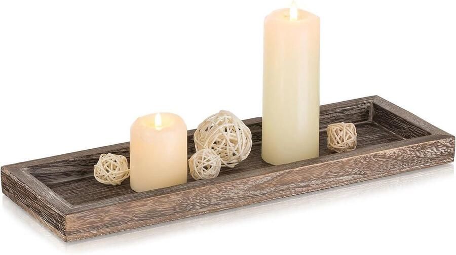 Allecto Plus Houten Kaarsenbak Rustieke Decoratie Lange Lade Boerderij Stijl Salontafel Decoratie Bruin Hout Woonkamer Accessoire