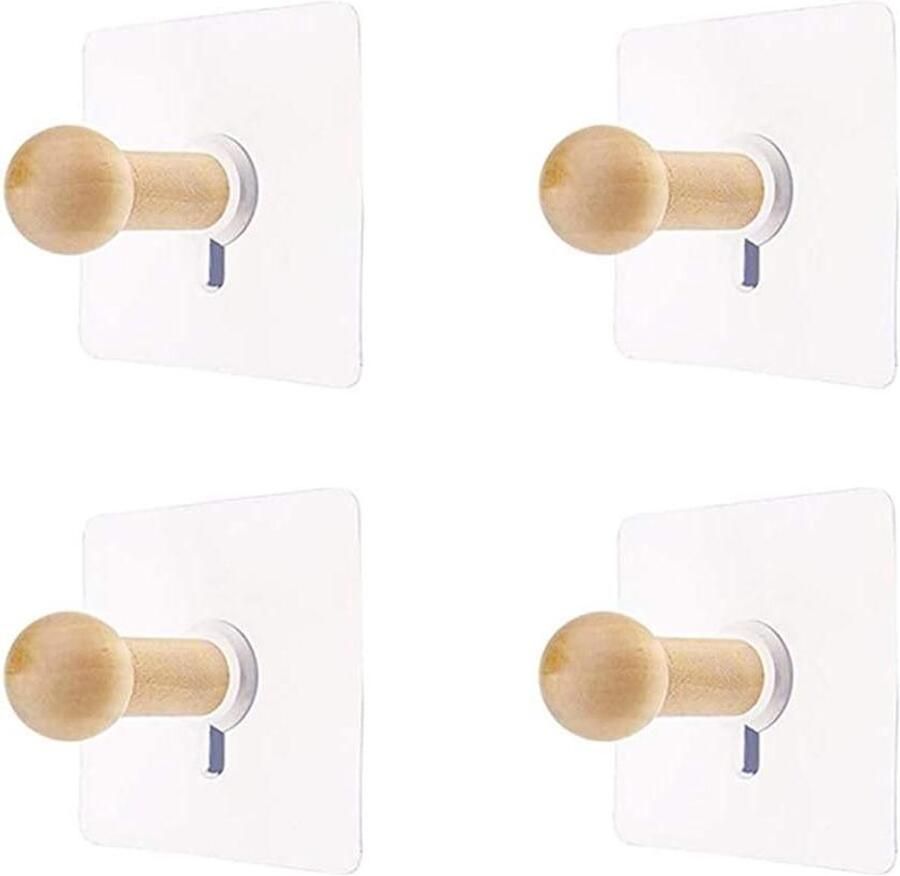 Allecto Plus Houten Kapstokhaak Boomtak Muurhaak voor Jassen en Badjassen Multifunctioneel Set van 4 Slaapkamerdecoratie