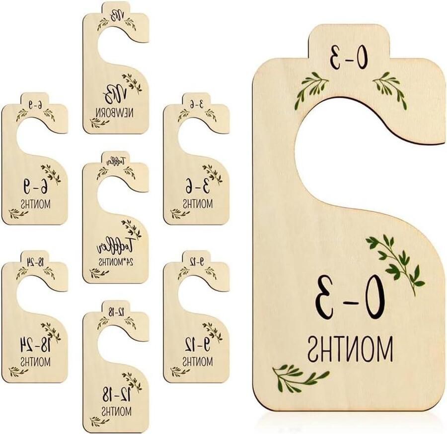 Allecto Plus Houten Kledingkast Verdelers voor Baby's van 0 tot 24 Maanden 8 stuks Veilige Wardrobe Dividers voor Pasgeborenen