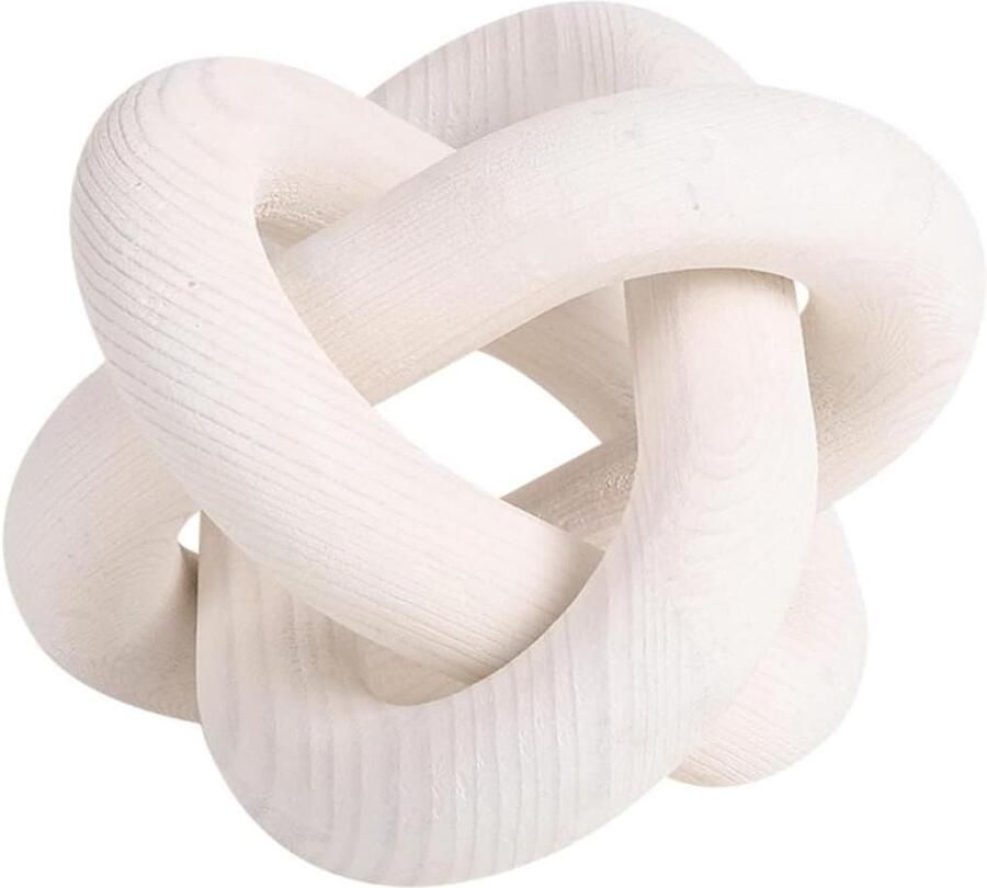 Allecto Plus Houten Knoopdecoratie Set voor Woonkamer en Slaapkamer Handgemaakt Houten Ornament in Wit Decoratie voor Salontafel Boekenplank en Open Haard