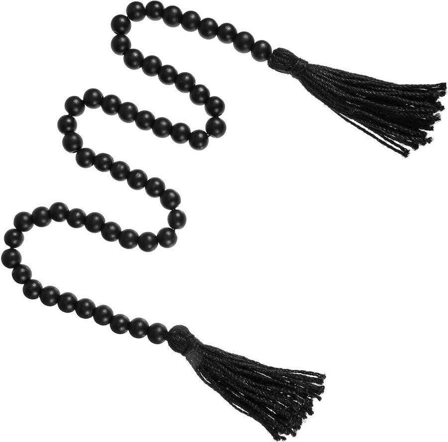 Allecto plus Houten kralen slinger 41 inch met kwastjes voor boerderij huis decor Landelijke hangende kralen Boho chic woondecoratie voor boerderij lade salontafel