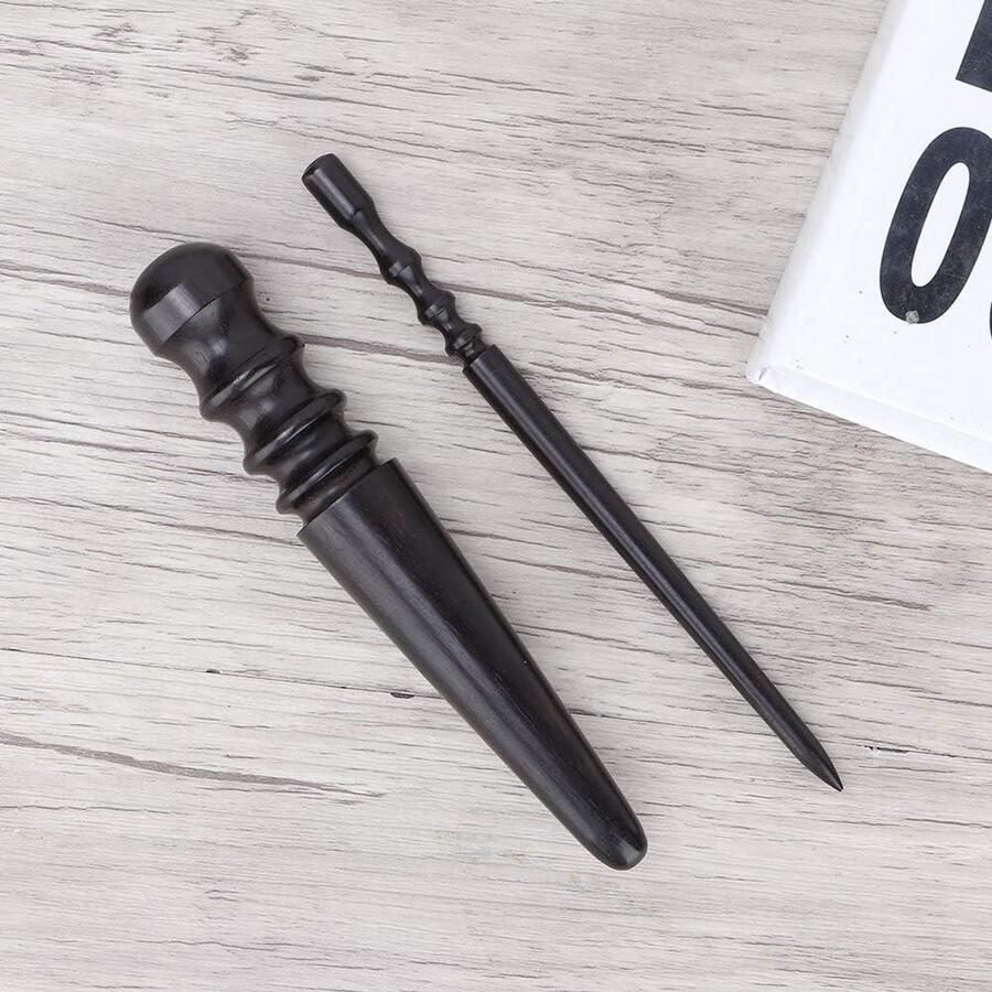 Allecto plus Houten Lederen Rand Slicker Set 2 stuks Ebony Hout Craft Slicker Burnisher Staven Lederen Gepolijst Rand Burnisher Tool