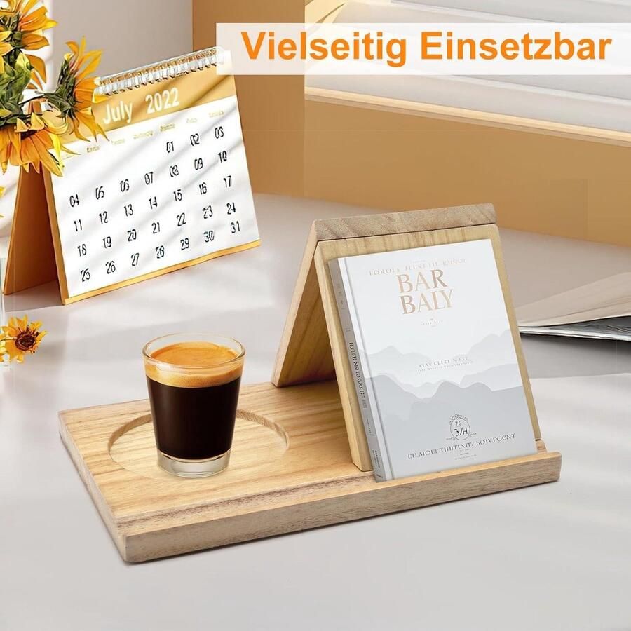 Allecto plus Houten leesstandaard met driehoekige boekhouder Premium boekenkast voor nachtkastje en kantoor Ideaal cadeau voor verjaardag