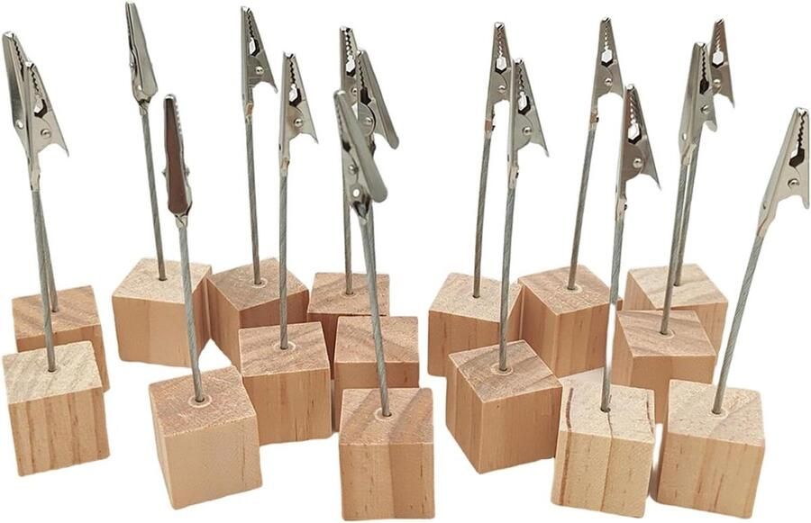 Allecto Plus Houten Memo Clip Houder Foto Note Houder Houten Plaathouders Tafel Nummer Stand Bruiloft Feest Naam Bord 16 Stuks