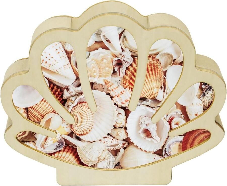 Allecto plus Houten schelpenhouder voor aan de muur handgemaakt met acrylpaneel Kustdecoratie voor slaapkamer Maritieme decoratieve schaduwdoos met kleine houten vitrine