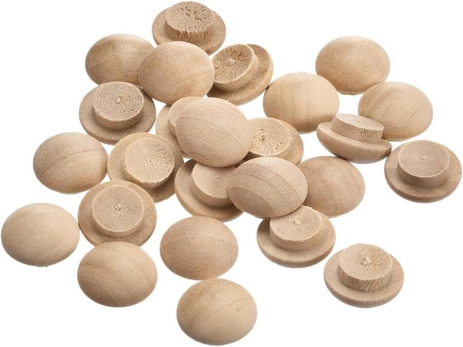 Allecto Plus Houten stoppen 25 stuks 15 x 10 mm beukenhouten knopstoppers voor trapstoelen en meubels