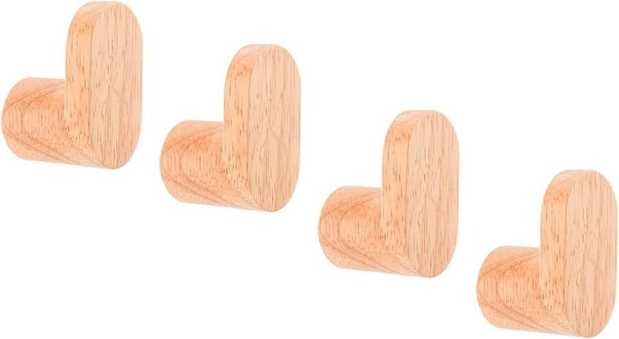 Allecto plus Houten wandhaken met schroeven en expansiebuizen voor kledingrek Tashanger voor aan de muur Decoratieve tashouder voor hoed rugzak handdoek Set van 4 (Ovaal)