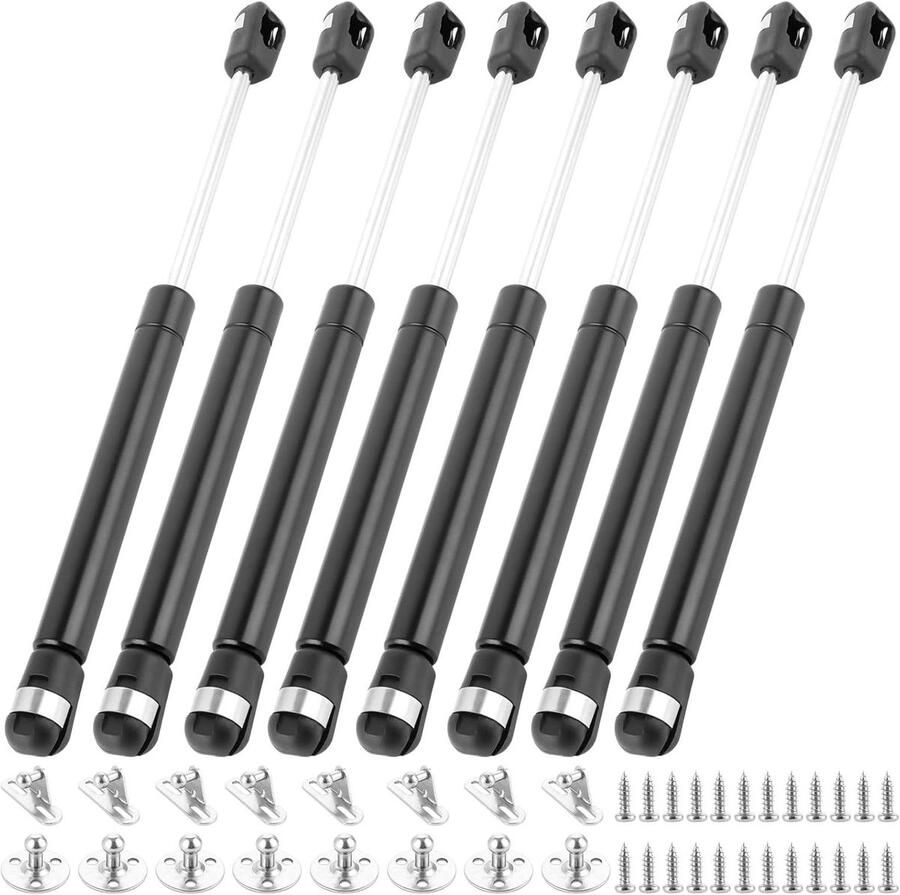 Allecto plus Hydraulische gasdrukveer 8 stuks 300N zwart gasstrut liftkast meubelgasdruk Voor kleppen kastdeur schokdemper keukenkast