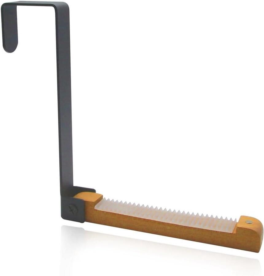 Allecto plus Inklapbare deurkapstok van metaal en hout met antislipstrips zwart Voor kleding handdoeken tas Ruimtebesparende deurhaken