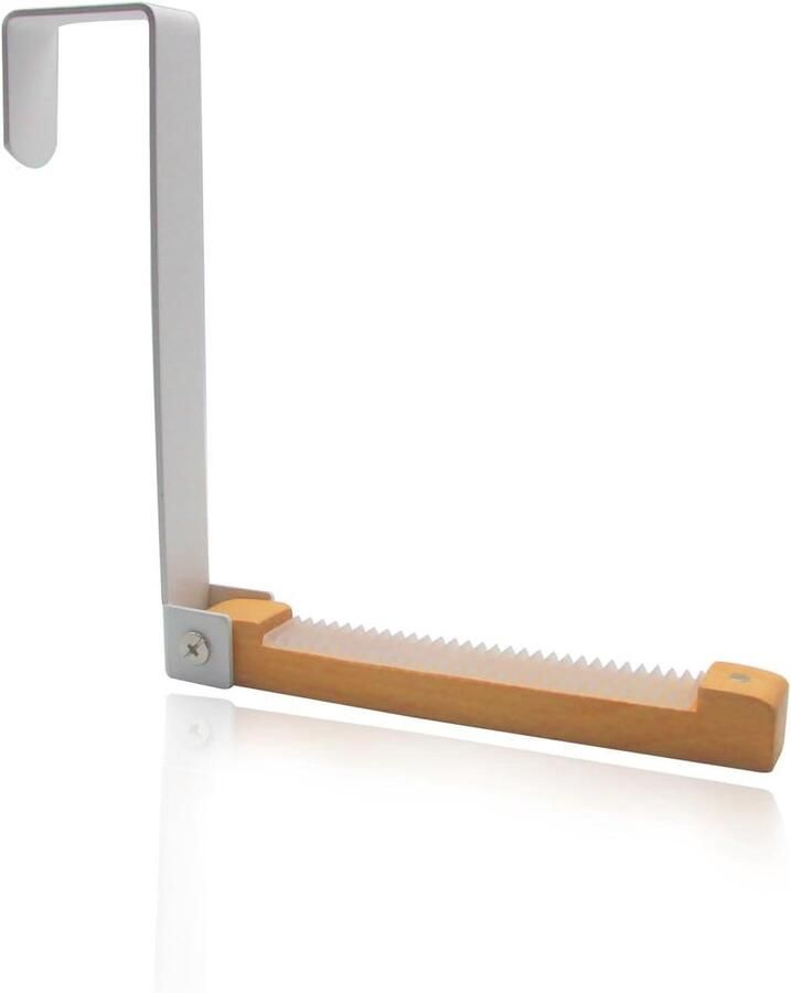 Allecto plus Inklapbare Deurkapstok van Metaal en Hout voor Tas en Kleding met Antislipstrips Wit