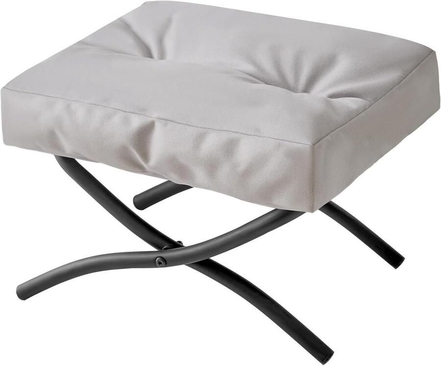 Allecto Plus Inklapbare Voetensteun Kruk Modern Accent Poef voor Lazy Stoel Draagbare Voetensteun Kruk Grijs Woonkamer Slaapkamer 118 inch H Rechthoekig Kleine Voetenbankje Zoekwoorden: comfort opvouwbaar praktisch