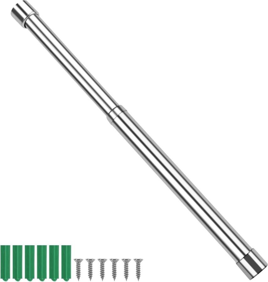 Allecto Plus Intrekbare kledingstang van roestvrij staal voor kastgarderobe inclusief schroeven