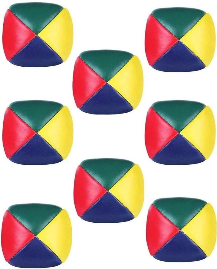 Allecto Plus Jongleerballen Set van 8 stuks voor Circus Jongleren Jongleerbal met PU Lederen Zitzak Geschikt voor Beginners Volwassenen Kinderen en Kleuters Diameter 5 x 5 cm