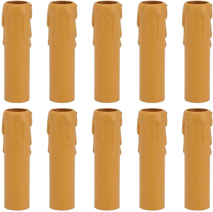 Allecto Plus Kaarsbuizen witte kaarsafdekkingen Lampen houder voor kroonluchters Kerstdecoratie Set van 10 Geel