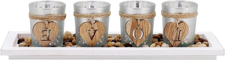 Allecto Plus Kaarsenhouder set voor Tafel Woonkamer Woondecoratie van Glas met Kandelaar en Theelicht Handige Kaarshouder met Glazen Kandelaars