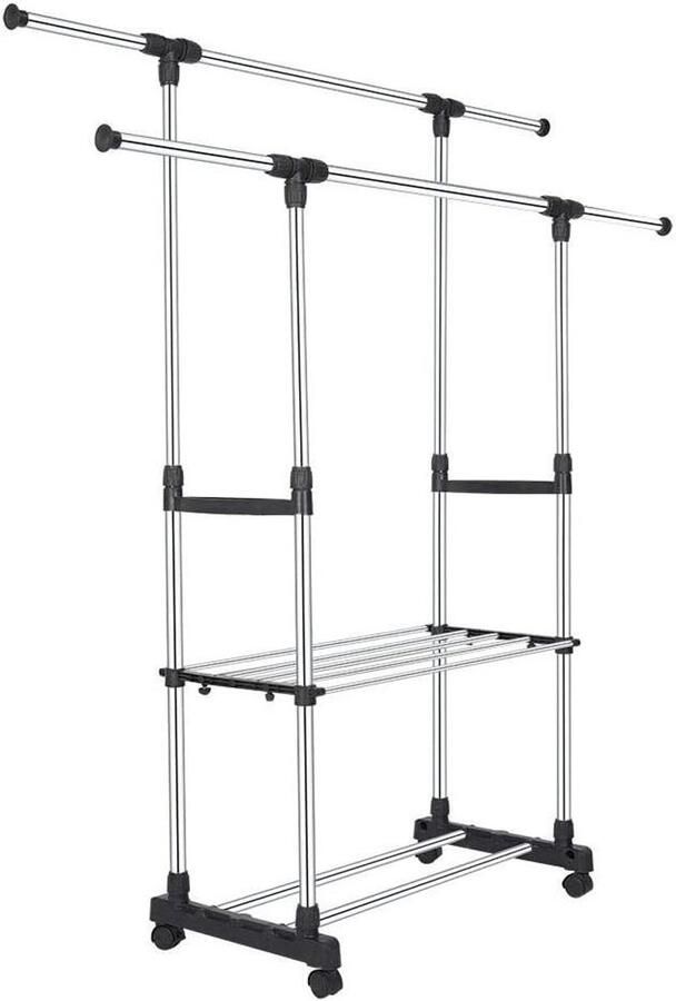 Allecto Plus Kapstok met dubbele stang en schoenenrek voor balkon en tuin