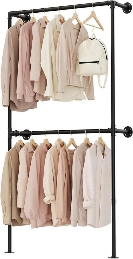 Allecto plus Kapstok voor open garderobesysteem in industriële stijl voor slaapkamer zwart