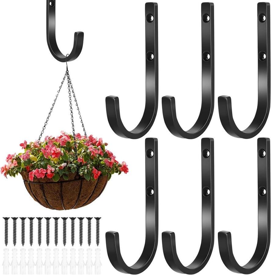 Allecto plus Haken set van 6 zwart metalen kapstokhaken Slaapkamer woonkamer badkamer Sleutelhaken handdoekhaken