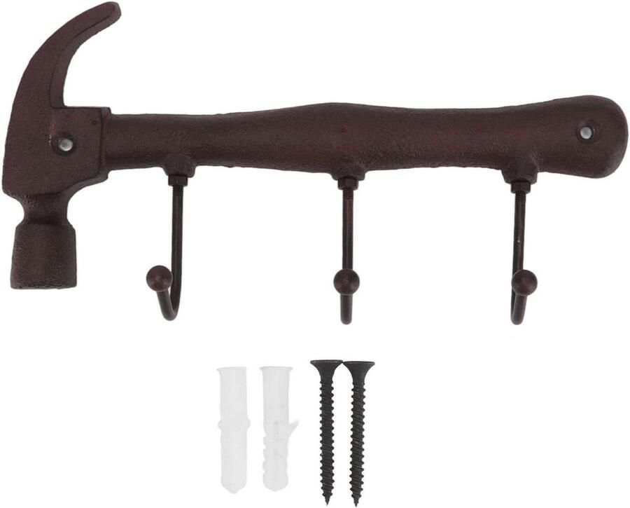 Allecto Plus Kapstokhaken in industriële stijl voor muurdecoratie in boerderij badkamer keuken slaapkamer metalen hamersleutel muurhaak (Hammer)