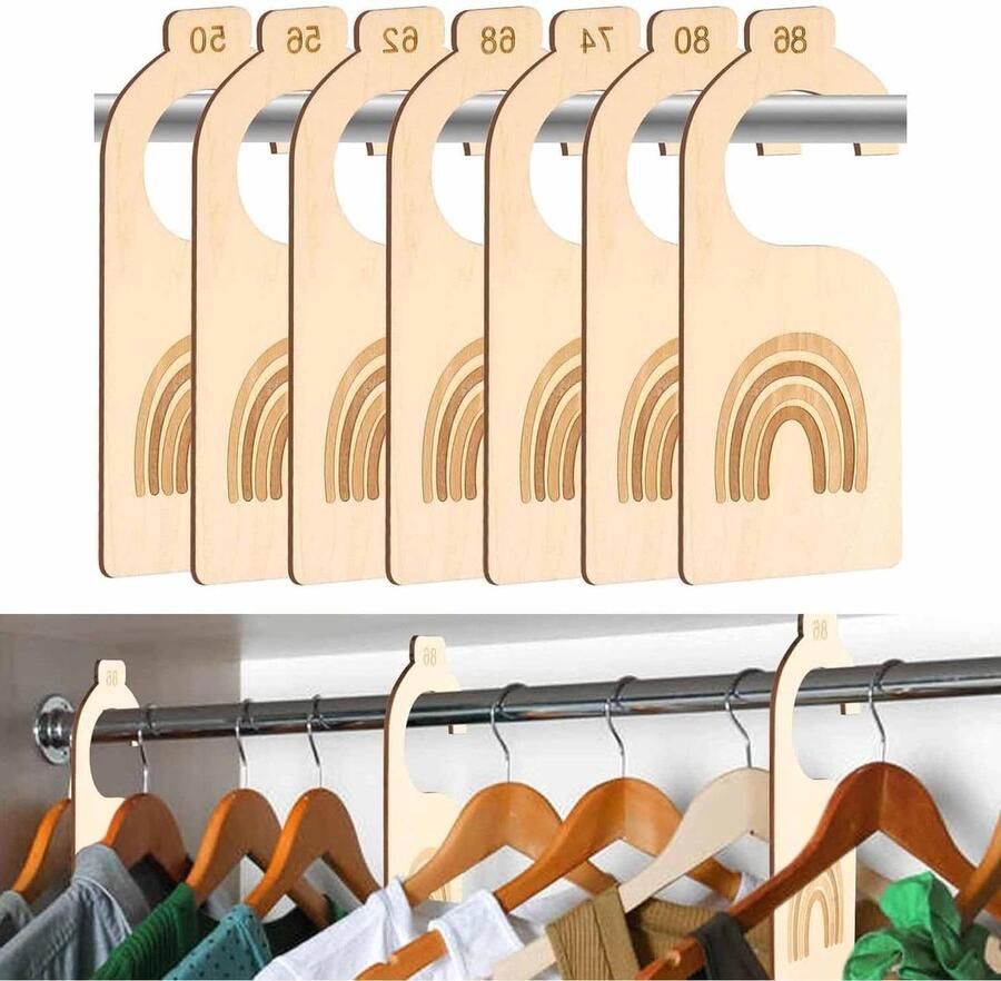 Allecto Plus Kast Maatverdelers Babykleding 7 Stuks Hout 7 Maten 50-86 Kledingkast Sorteren Kinderspullen Organizer