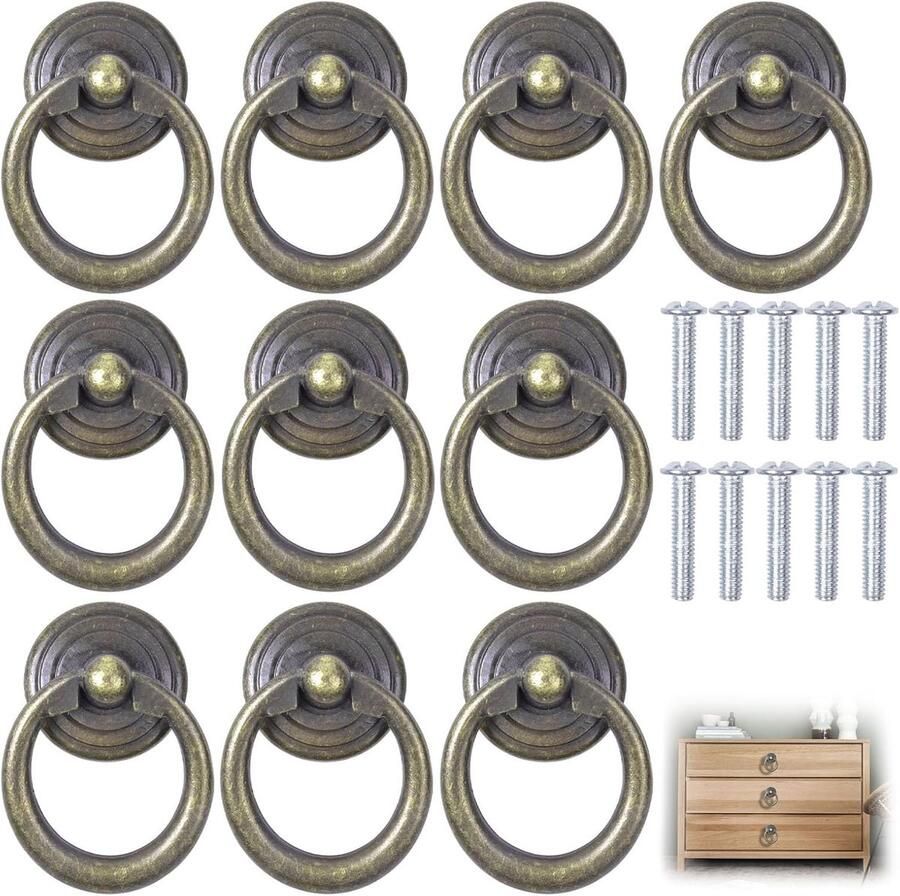 Chest Handle Cabinet Doors Retro Style Vintage Furniture Handles 10 Pieces Bronze