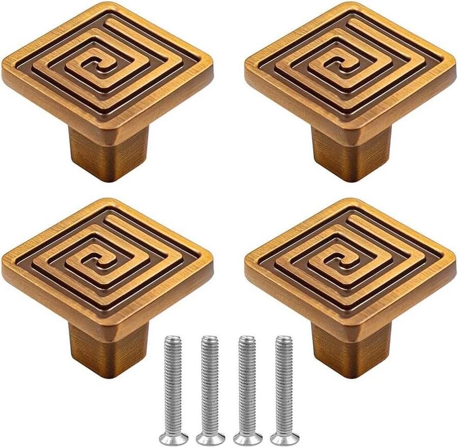 Allecto plus Kastknoppen Set van 4 Koffiekleurige Meubelknoppen 30 mm RVS Keukenkast Handgrepen