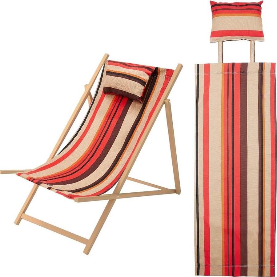 Allecto plus Katoenen Strandsling Stoel Vervanging Rood Geel Patroon Lounge Stoel Tuin Binnenplaats