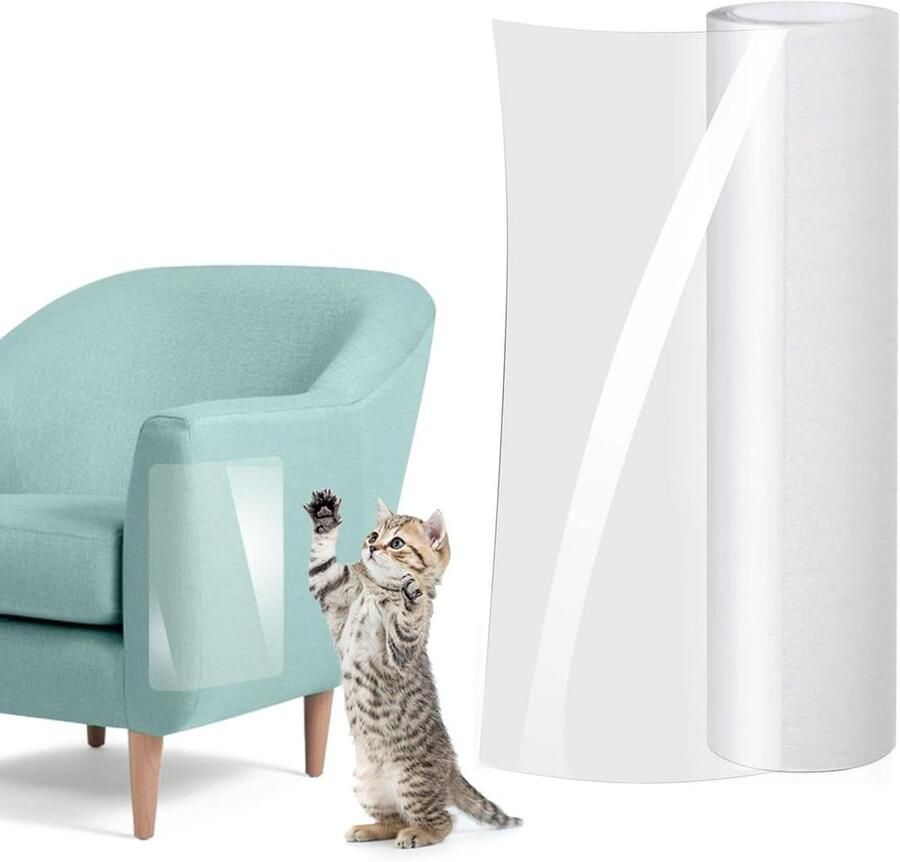 Allecto plus Krasbestendige meubelbeschermers Sofa kattenbeschermer 30x300 cm Zelfklevend Huisdier en katten liefhebbers Bescherming tegen krassen Transparant