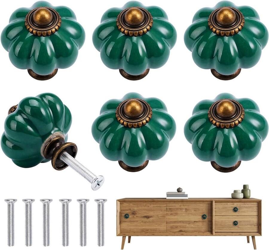 Allecto Plus Keramische Kastknoppen in Vintage Stijl Set van 6 Inclusief Bevestigingsschroeven Voor Deuren Lades en Kasten