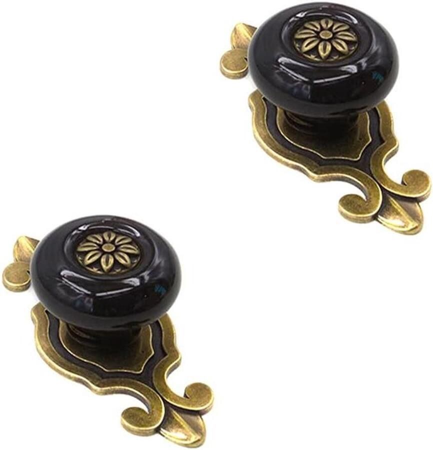 Allecto Plus Keramieken meubelknoppen 2 stuks retro design keukenkast deurknoppen met handvat geschikt voor keuken slaapkamer en badkamer