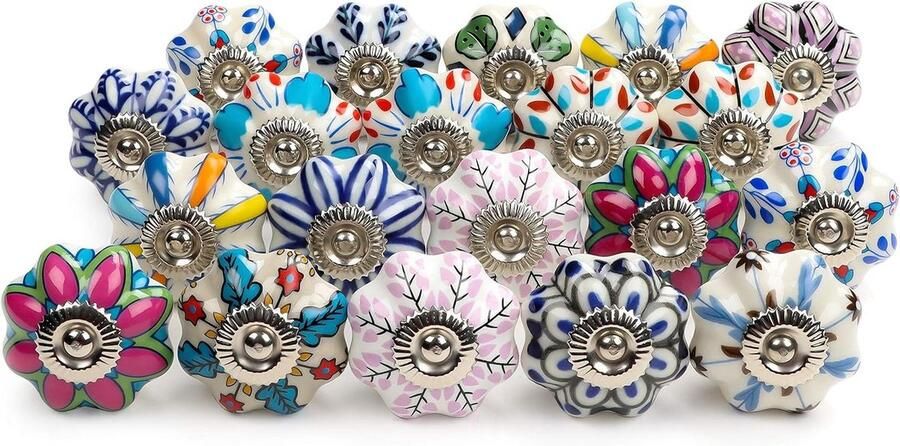 Allecto plus Keramische Deurknoppen Mix (20 Stuks) Vintage Handvatten Keuken Kasten Dressoirs Kledingkasten