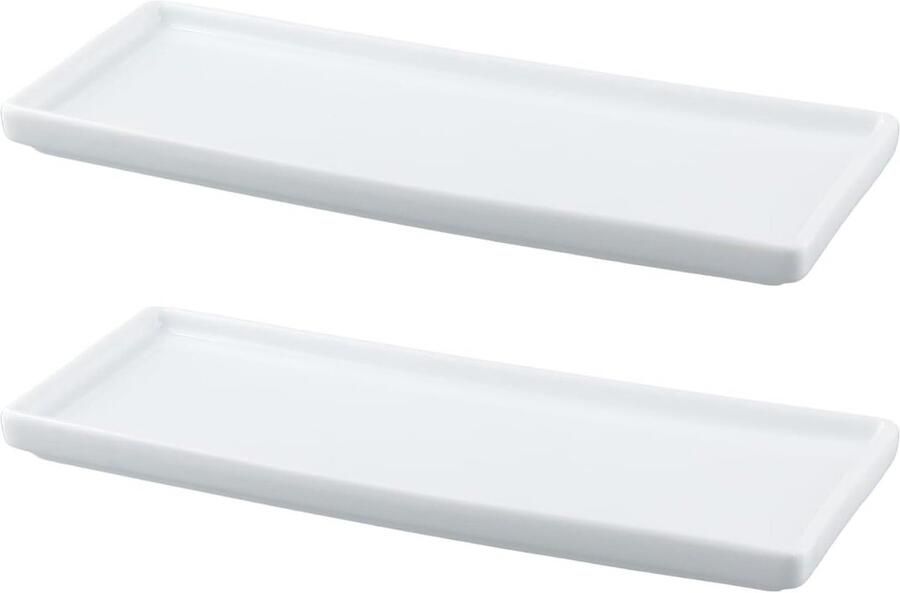 Allecto plus Keramische dienbladenset met 2 witte trays voor salontafel Decoratief en veelzijdig voor woonkamer en badkamer