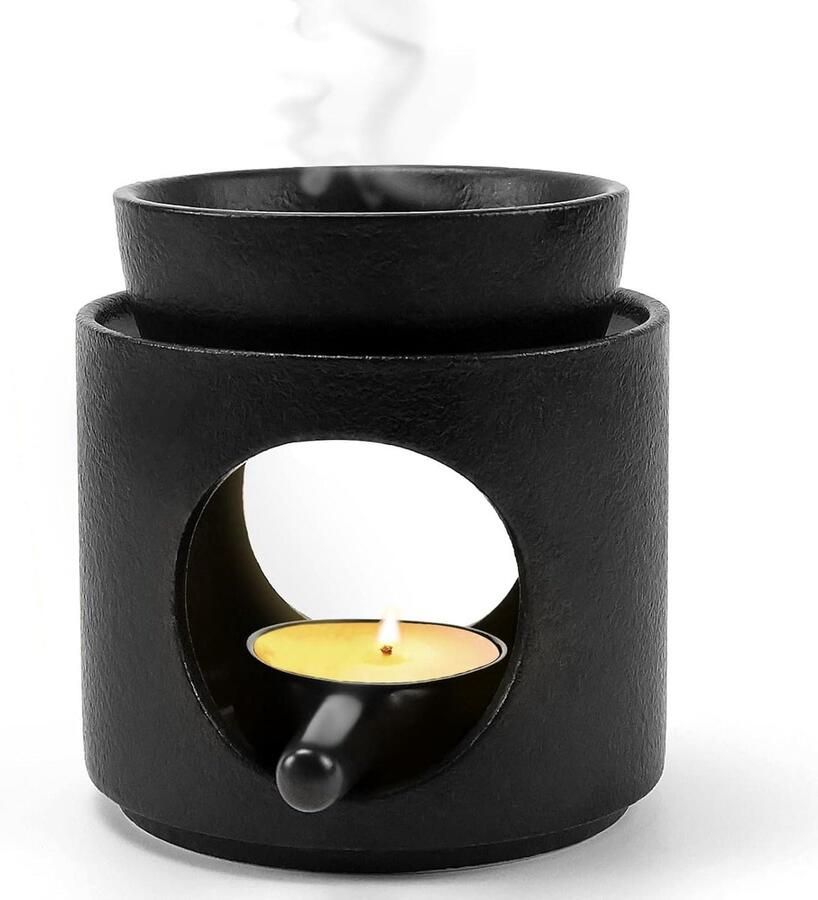 Allecto Plus Keramische Geurbrander Theelichthouder voor Essentiële Oliën H 11 cm x B 10 cm Sfeervolle Geurbrander met Verwijderbare Kom voor Olie en Wax Aroma Lamp voor Theelichtjes